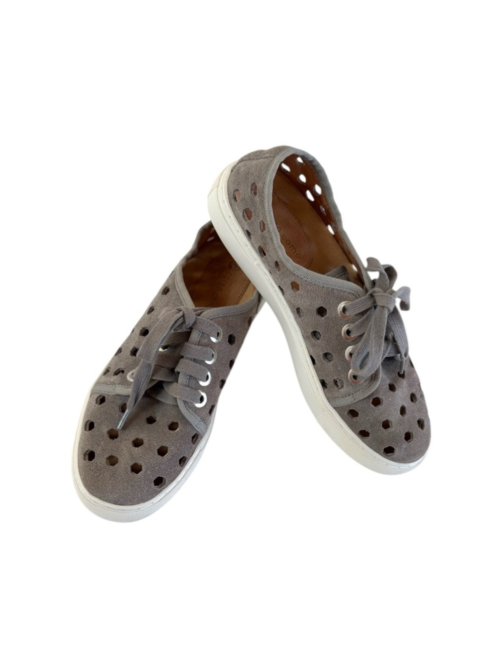 Corso  Como Gray Suede Perforated Sneakers Size 6 Fits 5–5.5 Lace Up Casual